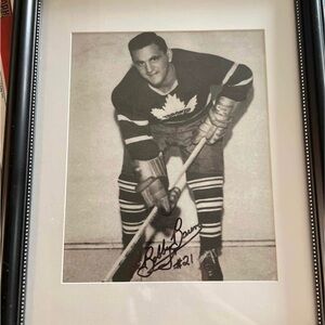 Framed Bobby Brown #21  Black and White Hockey Photograph